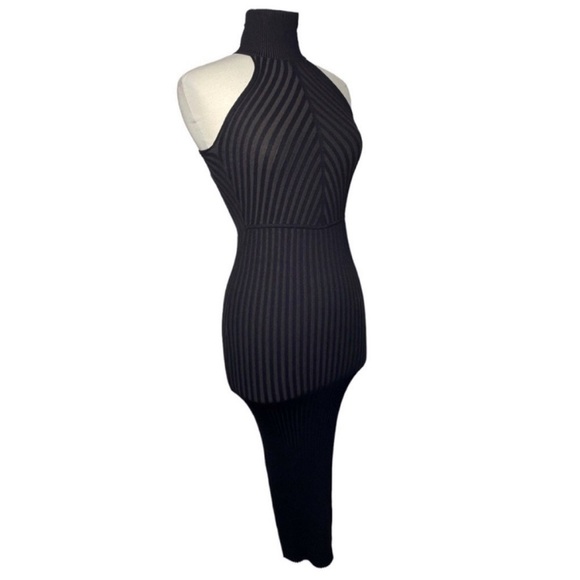 GOOD AMERICAN Angled Rib Mock Halter Midi Dress size 0/XS - Picture 3 of 9